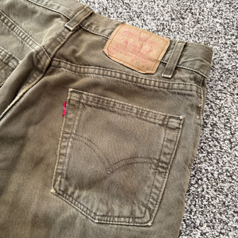 Levi's 550 Relaxed Fit Mens Jeans Army Green 30x32 90's USA Made Grunge Distress
